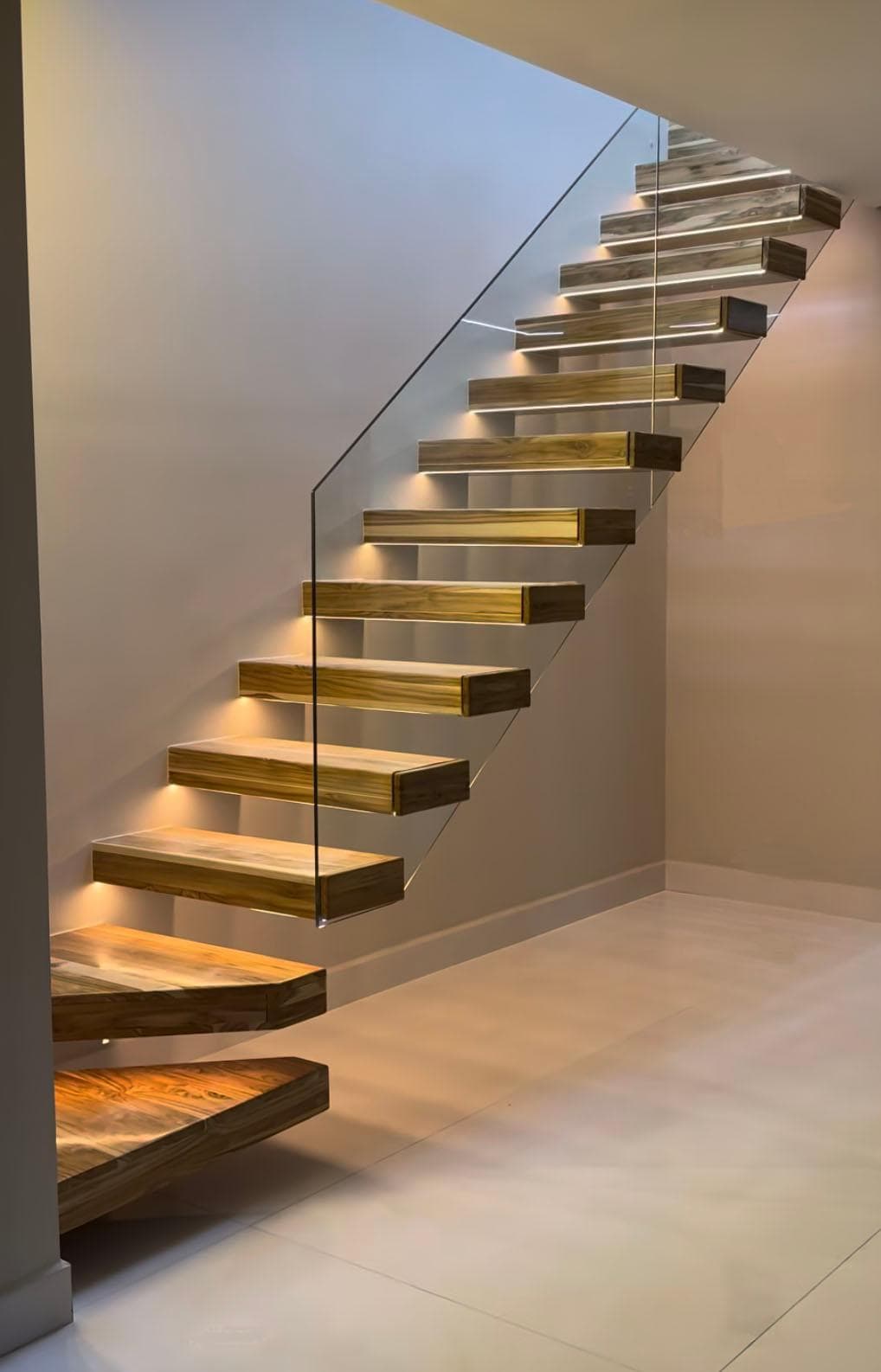 Illuminated Walnut — Floating staircase